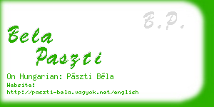 bela paszti business card